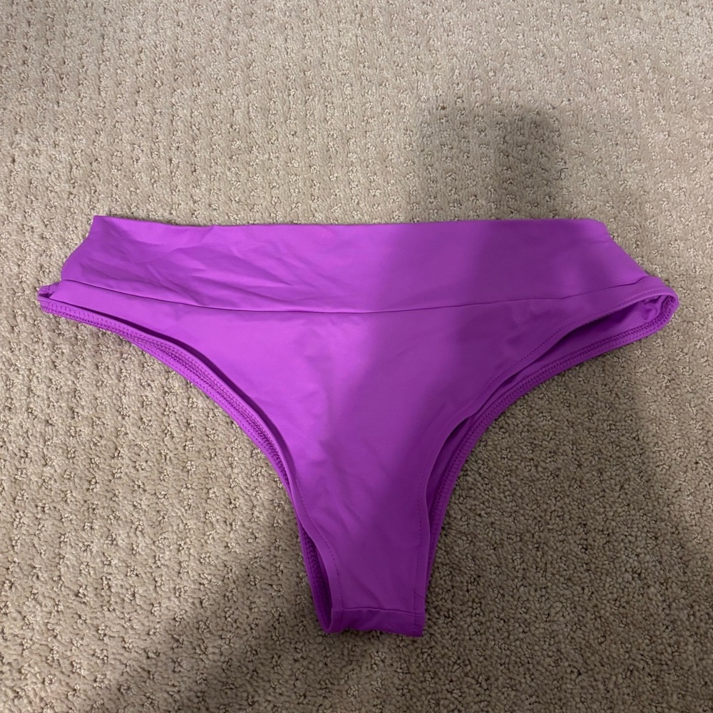 Frankies Bikinis High-Waisted Purple Bikini Bottom
